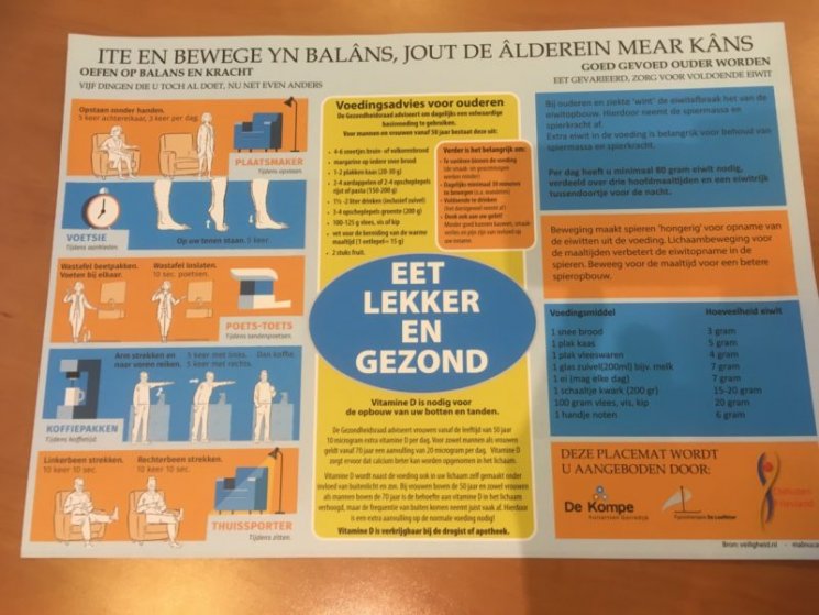 Artikel in Sa!        Placemat met advies voor ouderen